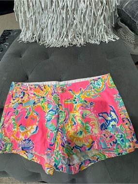 Lilly Pulitzer Neon Pink Multicolor Floral Shorts